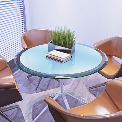 28' Inch Round Tempered Glass Table Top Clear Glass 1/2' Inch Thick Beveled Polished Edge  (Old Sku:W126560358)