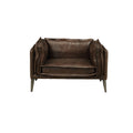 Porchester Distress Chocolate Top Grain Leather Chair with Metal Tapered Legs, Wood Frame, Down Feather & Foam Cushion, 23' Seat Depth, 19' Seat Height