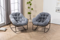 Outdoor Rattan Rocking Chair,Padded Cushion Rocker Recliner Chair Outdoor for Front Porch, Living Room, Patio, Garden, Grey