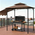Ventilated Barbecue Gazebo Shelter,Outdoor Grill Gazebo,with Side Awning,Side Shelves and Hooks