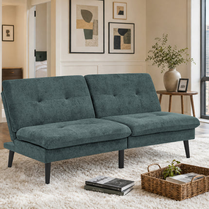 Polyester Blend Easy Convert Futon with Tufted Back and Seat