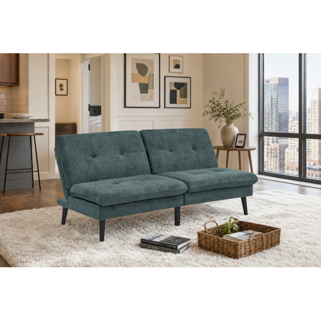 Polyester Blend Easy Convert Futon with Tufted Back and Seat