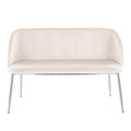 Bench in Chrome Metal and Cream Velvet