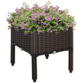 Outsunny Raised Garden Bed with Legs, Self-Watering Planter Box Raised Bed to Grow Flowers, Herbs & Vegetables, Brown