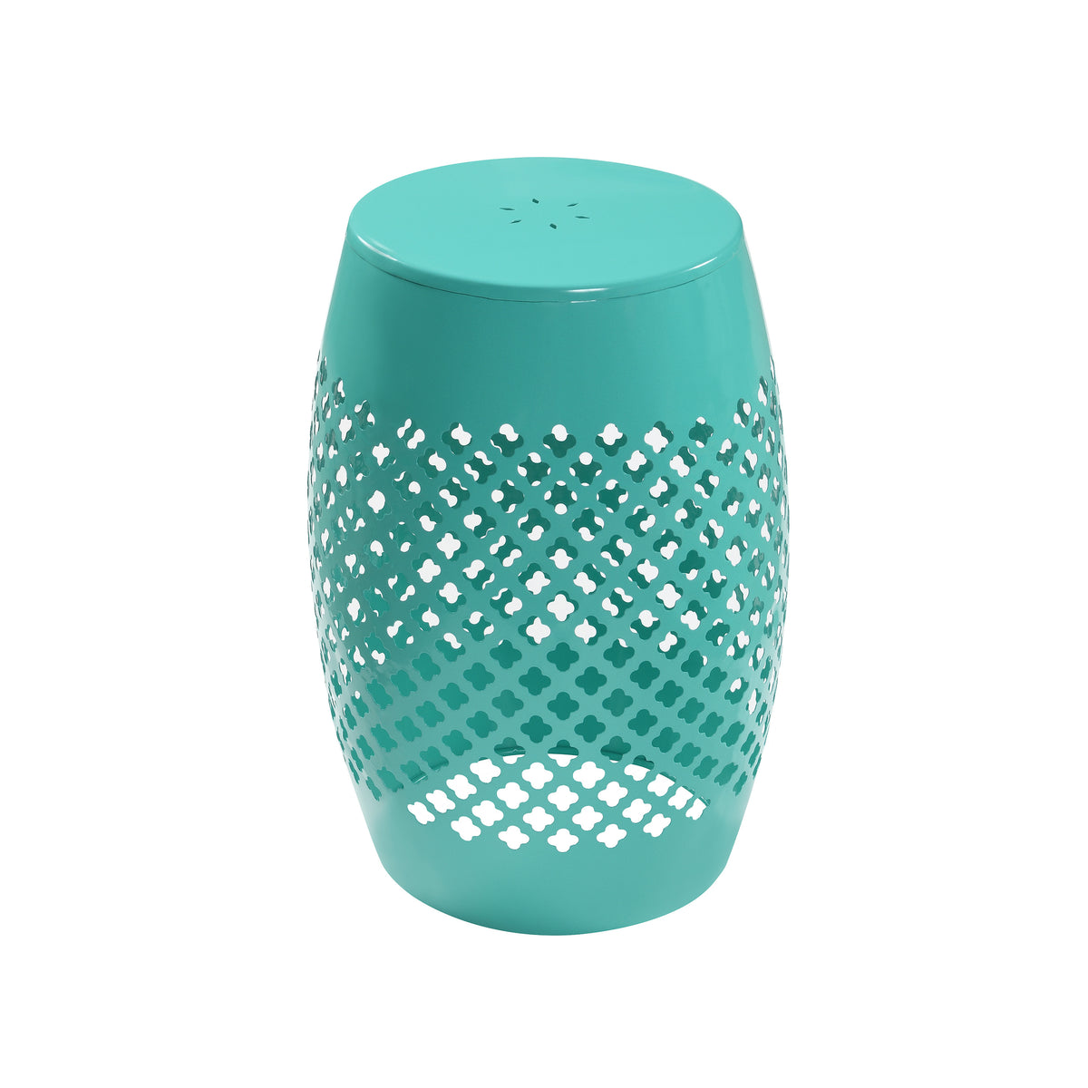 Round Lace-Cut Side Table, Powder-Coated Iron Accent Table, Modern Compact End Table Waterproof Rustproof, Low Maintenance Outdoor Patio Table for Living Room Garden Yard Decor, 3 Colors Available