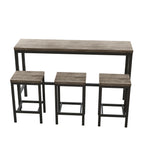 Modern Design Kitchen Dining Table Set with 3 Stools, Easy Assembly, Brown Gray, MDF and Metal