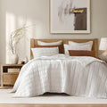 3-Piece Full/Queen Linen Garment Washed Quilt Set,White