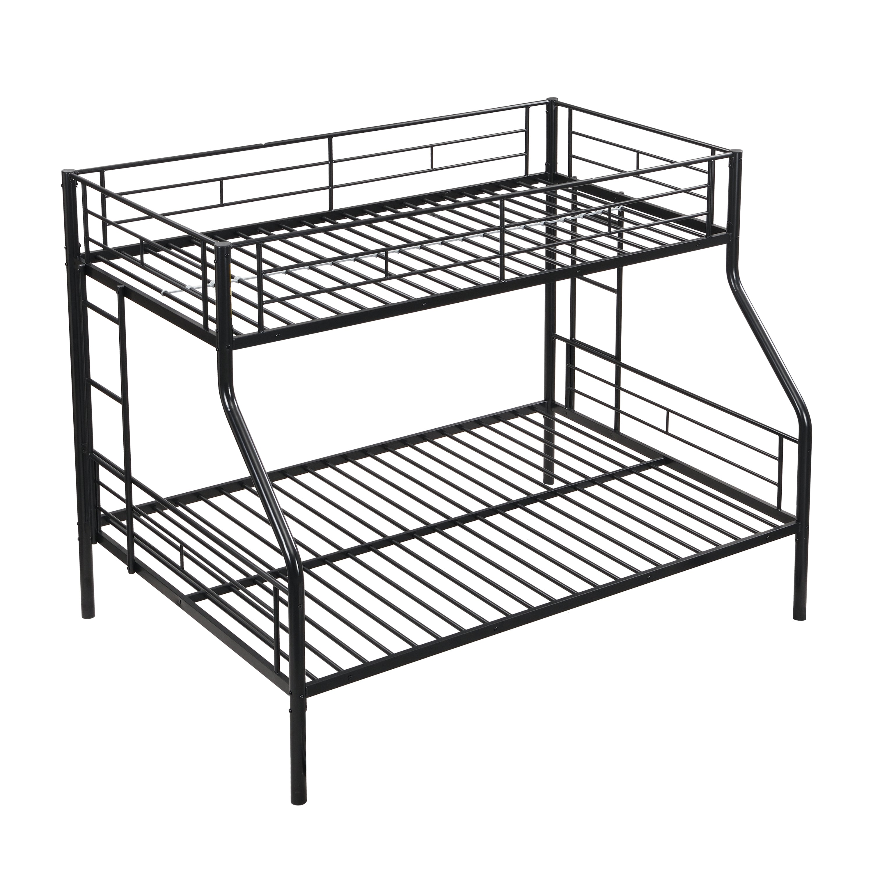 Modern Twin Over Full Metal Bunk Bed with Large Under Bed Storage in Black