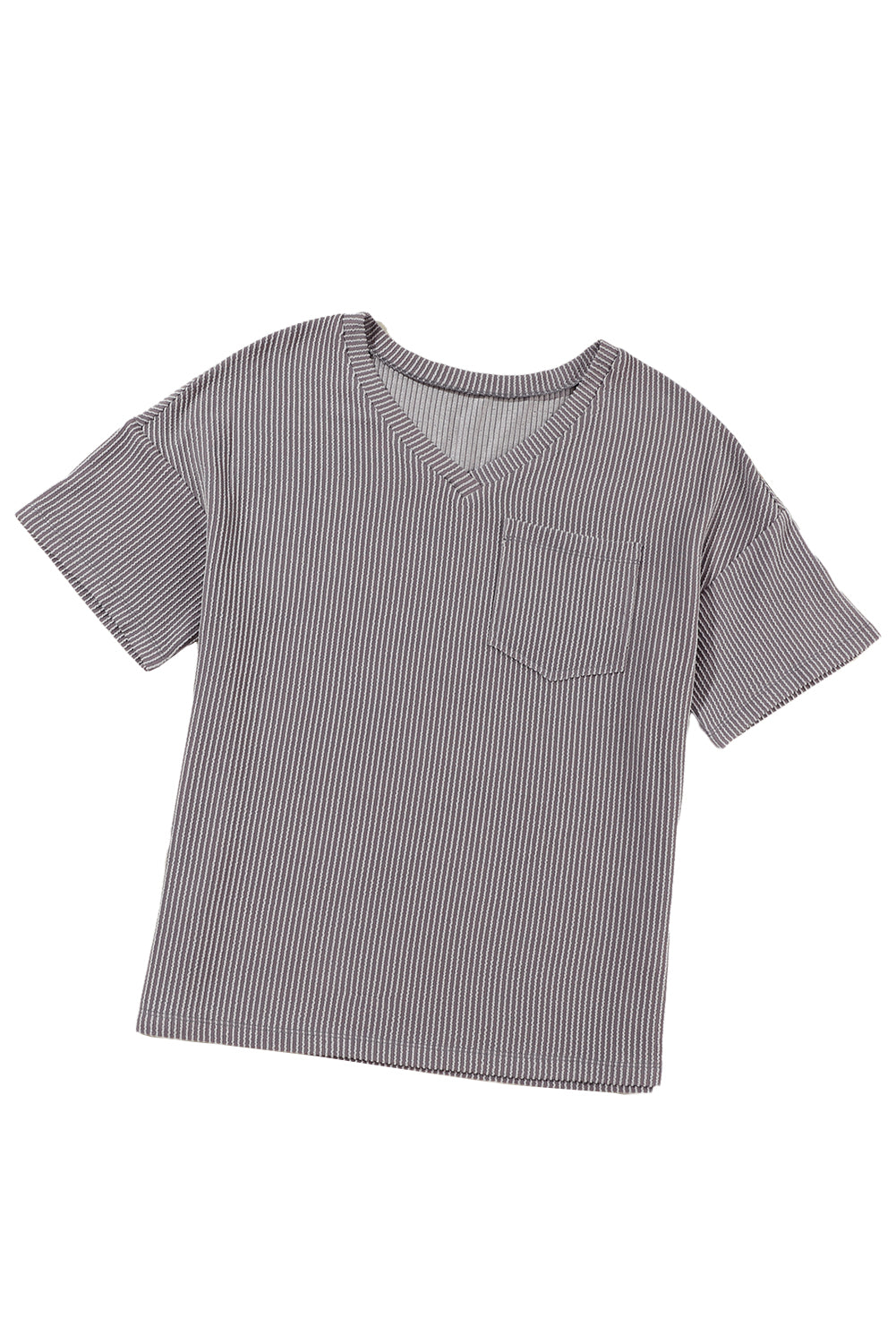 Valerian Ribbed V Neck Pocket Drop Sleeve T-Shirt - Eloy Royal