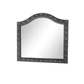 SOPHIA Modern Crystal Tufted Mirror in Gray Velvet Fabric with Upholstered Frame, Glam Bedroom Mirror Includes Mirror Only