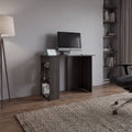 Computer Desk with Integrated Storage & Open Bookcase, Dark Walnut