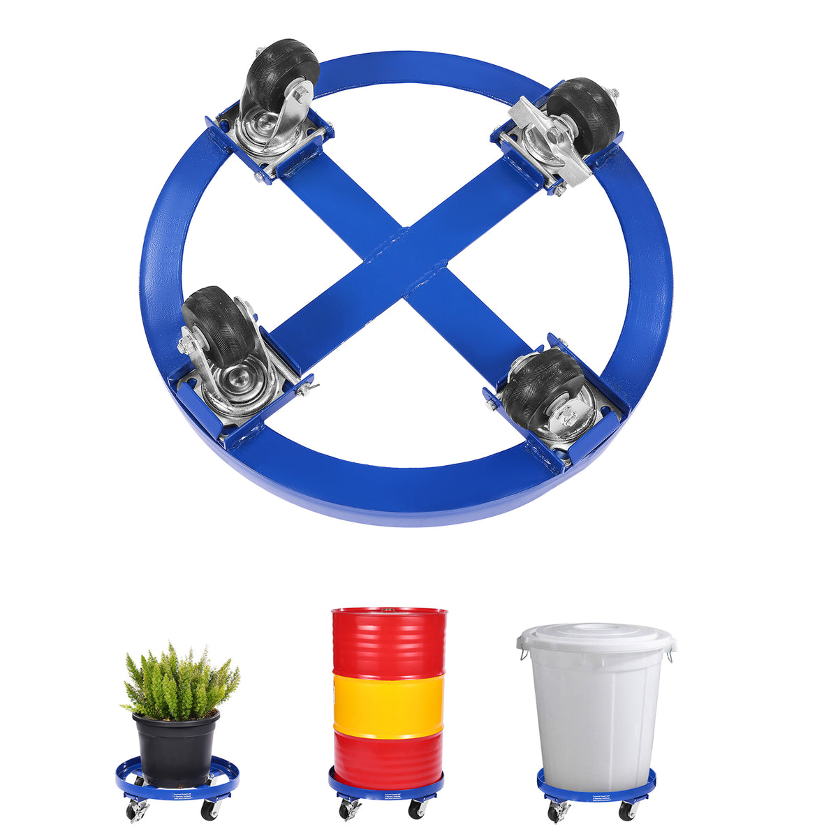55 Gallon Drum Dolly 2000 lbs Barrel Dolly Cart Drum Caddy 4 Caster Wheels