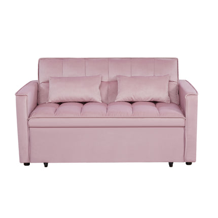 Modern 2-Seater Sofa, 54' Pull-Out Sleeper Sofa Bed for Living Room,Pink