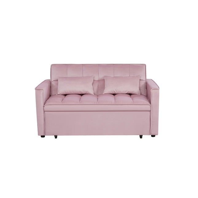 Modern 2-Seater Sofa, 54' Pull-Out Sleeper Sofa Bed for Living Room,Pink