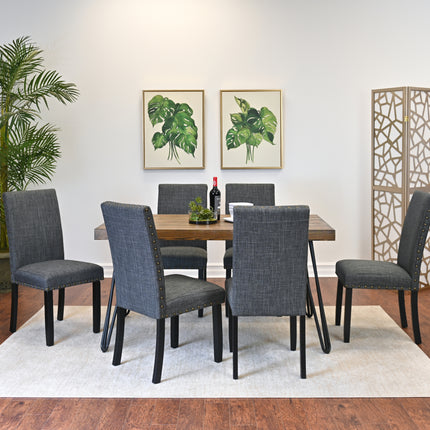 Amisos 7-Piece Dining Set, Hairpin Dining Table with 6 Chairs, 3 Color Options