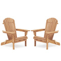 Wooden Outdoor Folding Adirondack Chair Set of 2, Cedar Material, Honey Brown, Space-Saving Design