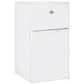 Double Door Mini Fridge with Freezer, 3.2 Cu.Ft Compact Refrigerator with Adjustable Shelf, Adjustable Thermostat and Reversible Door for Bedroom, Dorm, Home Office, White