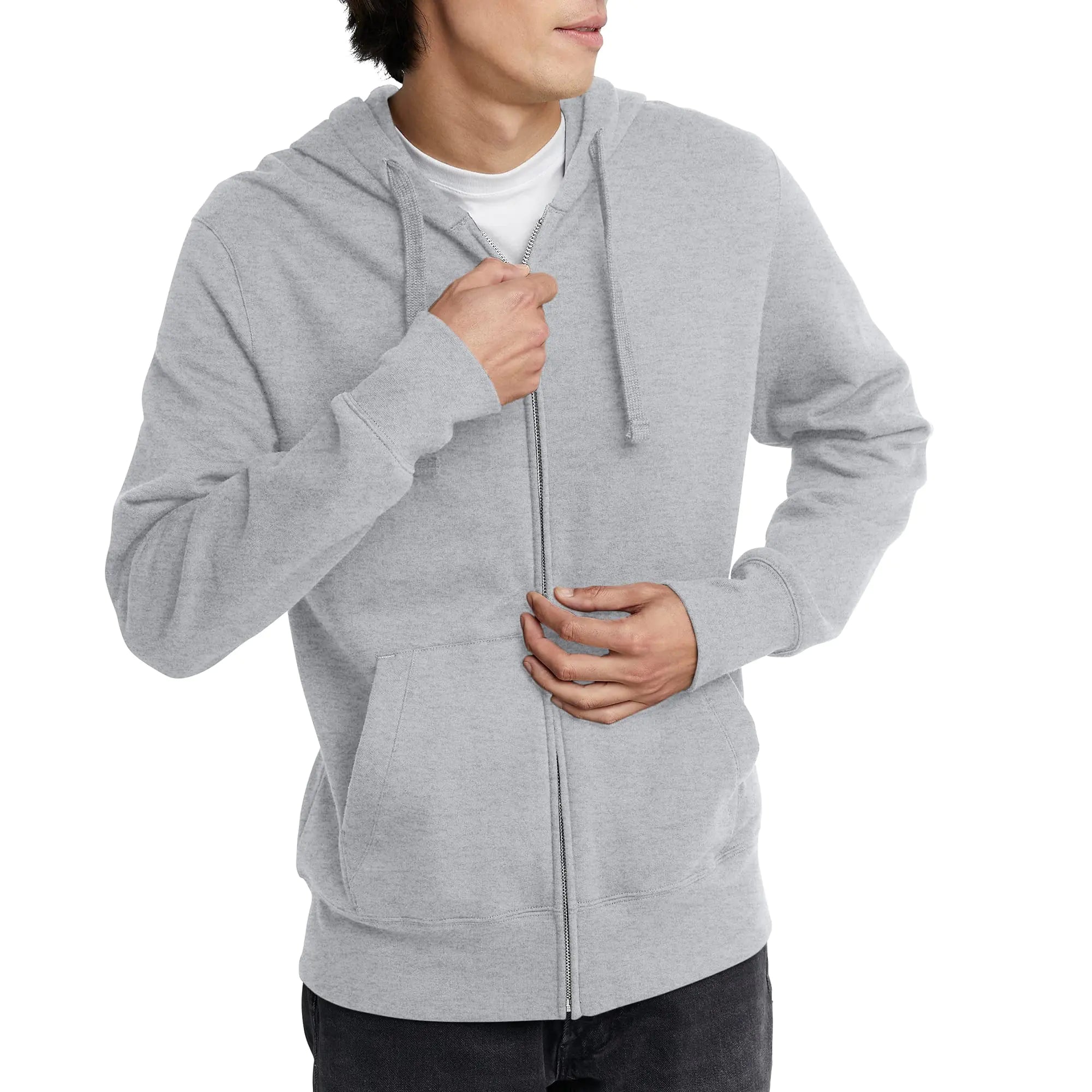 Hanes Mens Originals Full Heavyweight Fleece Sweatshirt Zip-Up Hoodie Light Steel Light Steel XX-Large