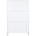 Outdoor & Indoor Privacy Screen Metal Privacy Screen 76' H×48' W, Freestanding Decorative Privacy Screen for Deck Balcony Patio, Privacy Fence Panels for Outside Lawn Garden PS106 WHITE