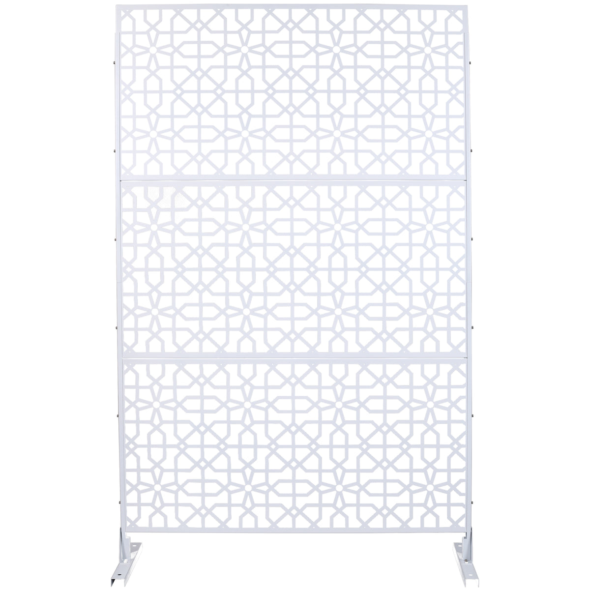 Outdoor & Indoor Privacy Screen Metal Privacy Screen 76' H×48' W, Freestanding Decorative Privacy Screen for Deck Balcony Patio, Privacy Fence Panels for Outside Lawn Garden PS106 WHITE