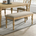 Verta Solid Wood Upholstered Dining Bench, Light Oak Finish