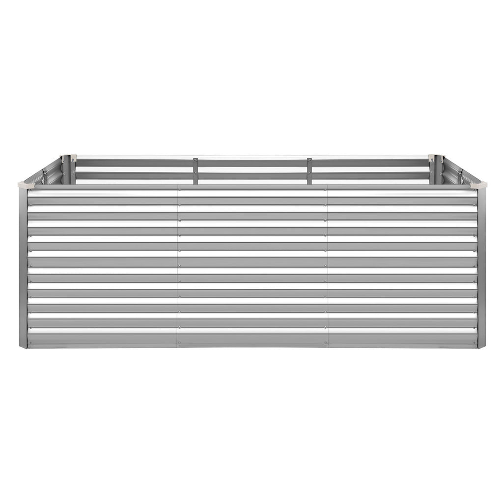 Galvanized Raised Garden Bed, 8 x 4 x 3 ft, Rectangular Metal Planter Box Kit Outdoor, Bottomless Elevated Planting Box with Gloves, Rustproof Alu-Zinc, for Growing Flowers Vegetables, Silver