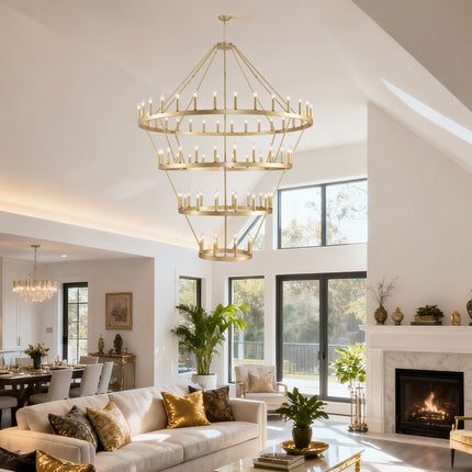 4 Tiers Wagon Wheel Chandelier Farmhouse 80-Light