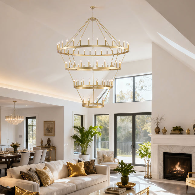 4 Tiers Wagon Wheel Chandelier Farmhouse 80-Light