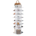 7-Tier Square Rotating Shoe Rack Tower with 360° Spinning Organizer, White
