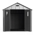 8x6Ft Resin Outdoor Storage Shed with Floor, Plastic Garden Storage Shed, Outside Weatherproof Storage Building for Tools, Bike, Lawn Mower, Patio, Backyard