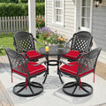 5-Piece All-Weather Cast Aluminum Dining Set, Include 4 Swivel Chairs and 26.77' Round Table With Black Frame