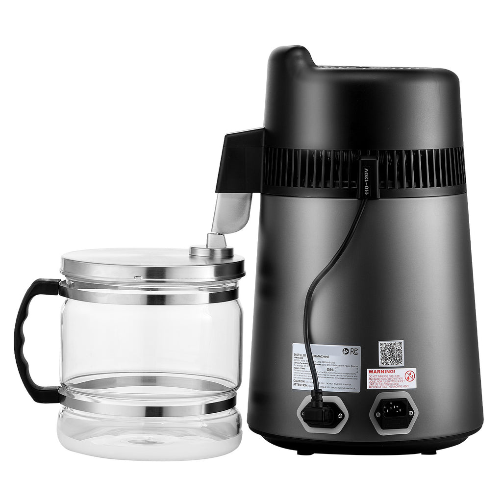 Water Distiller, 6L 1.6 Gallon Larger Pure Water Purifier Filter For Home Table Countertop, 900W Glass Pot Distilled Maker, Stainless Steel Interior Drinking Machine to Make Clean Waters