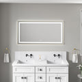 55' x 28' LED Bathroom Mirror with Front and Backlight, Wall Mounted Vanity Mirror with Aluminum Frame, Anti-Fog, Memory, 3 Colors, Stepless Dimmable
