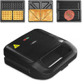 3 in 1 Electric Sandwich Maker with Removable Nonstick Plates - 750W, Black for Belgian Waffle/Panini/Grill/Pancake Griddle/Breakfast, Dishwasher Safe, Cool Touch Handle, Easy to Clean & Store