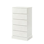 6 Drawer Tall Dresser with Concealed Handles, Vertical Storage Cabinet for Bedroom and Living Room,White MDF
