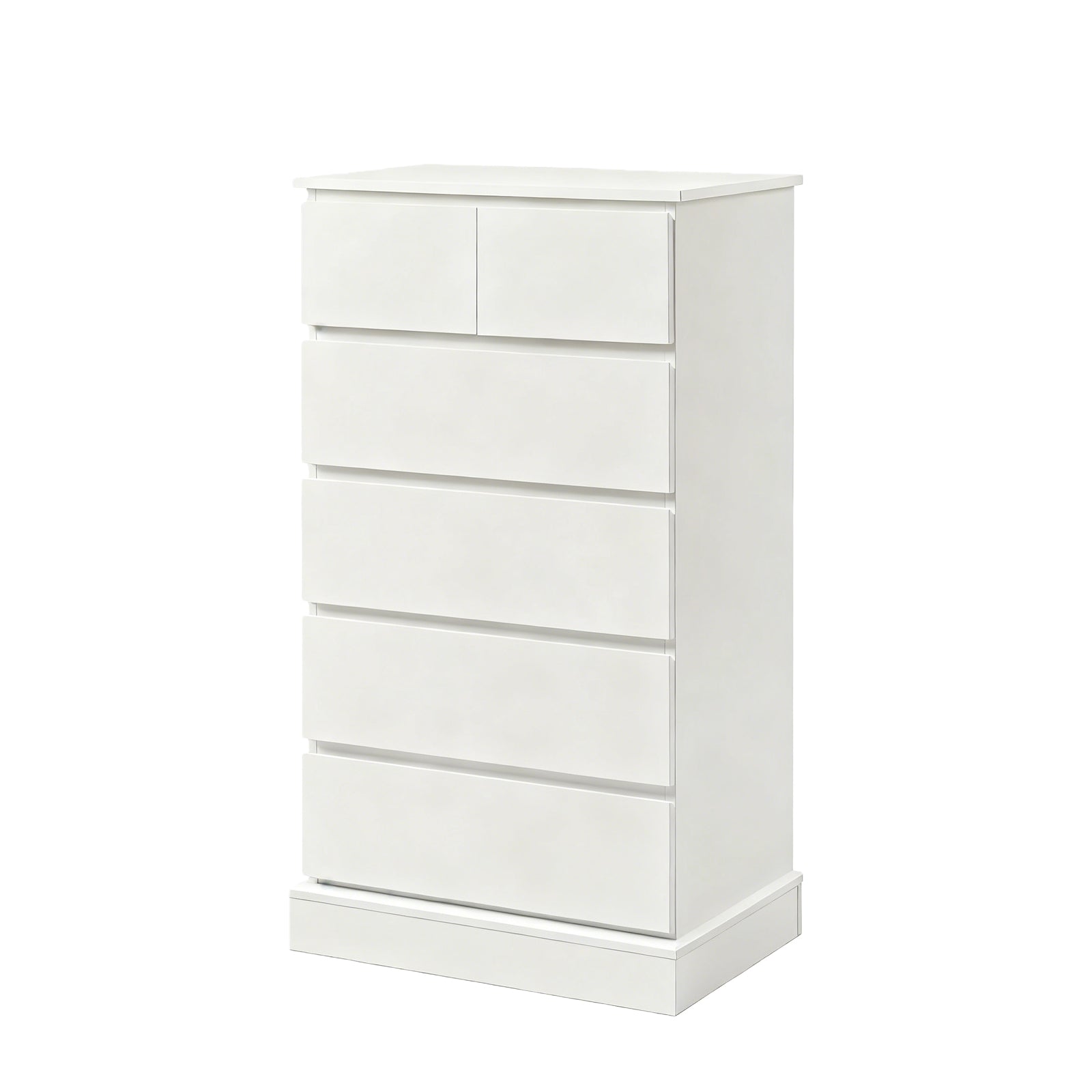 6 Drawer Tall Dresser with Concealed Handles, Vertical Storage Cabinet for Bedroom and Living Room,White MDF