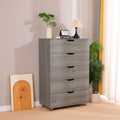 Gray  5-Drawer Dresser with Wheels – Modern Storage Cabinet