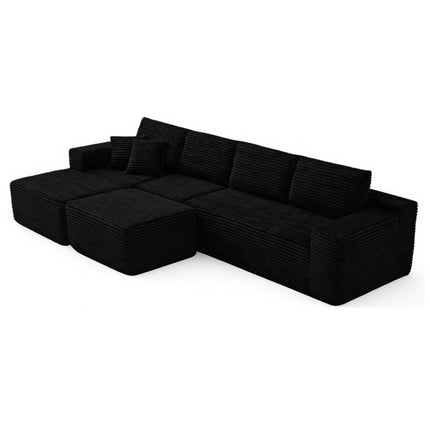 134' Modern Minimalist Modular Sectional Couch, Comfort L Shaped 4-Seat Lounge Sofa with Ottoman, Left Hand Facing
