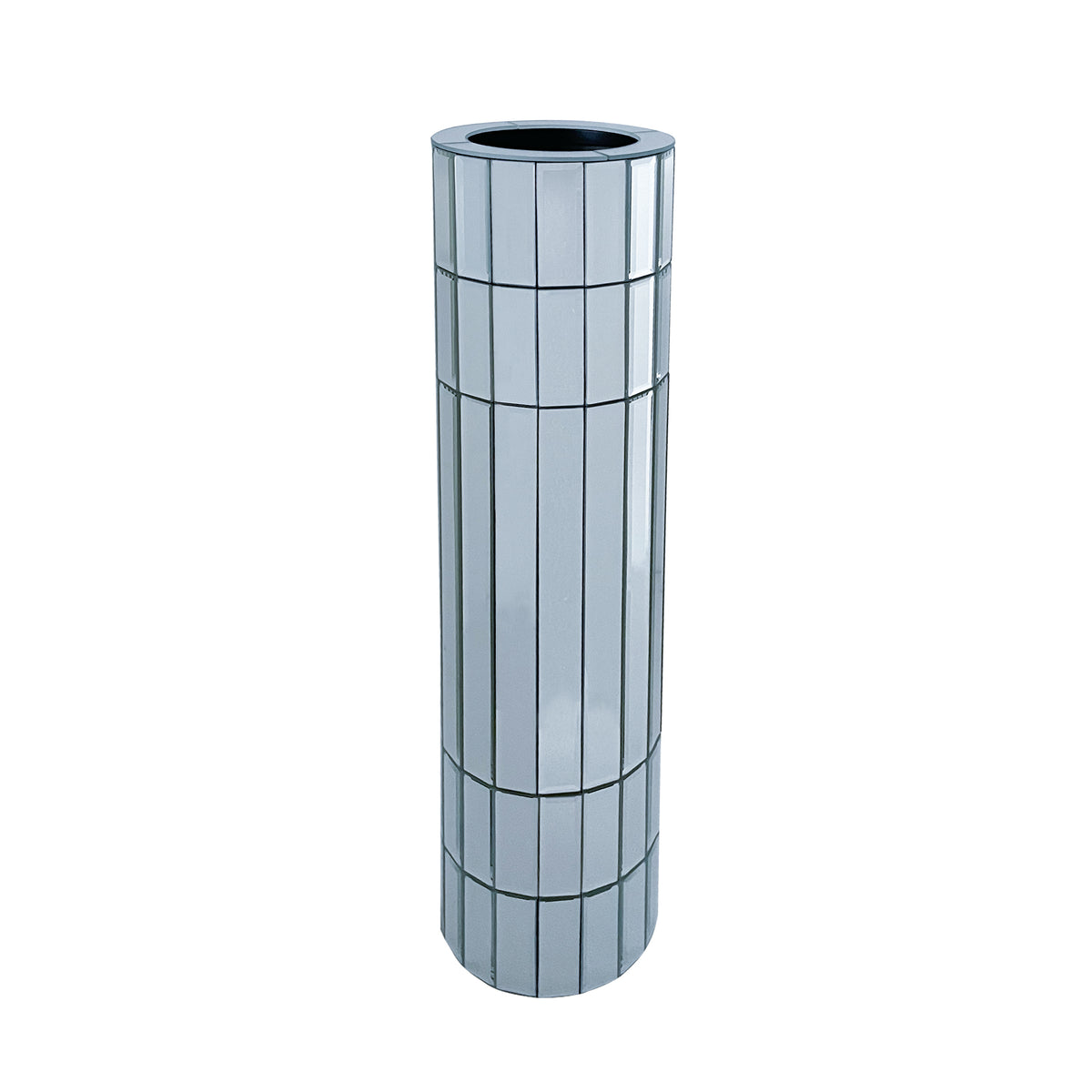 Silver Octagonal Mirror Floor Vase, 36.02in Tall MDF and Glass Design for Artificial Plants and Pampas Grass