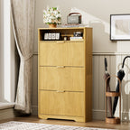 Shoe Cabinet Storage for Entryway Hidden Shoes Storage Cabinet with 3 Flip Drawers, Tall Free Standing Shoe Organizer Rack for Foyer, Hallway. Natural,31.6'' L x 9.6'' W x 54.4'' H.