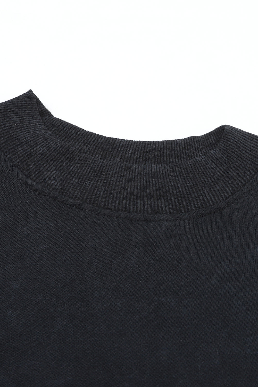 Black Plain Drop Shoulder Crew Neck Pullover Sweatshirt