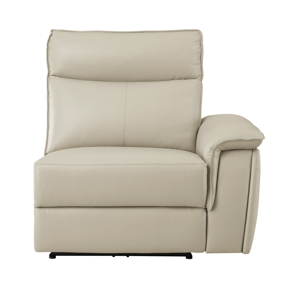 Power Right Side Reclining Chair with Headrest USB Port Leather Taupe