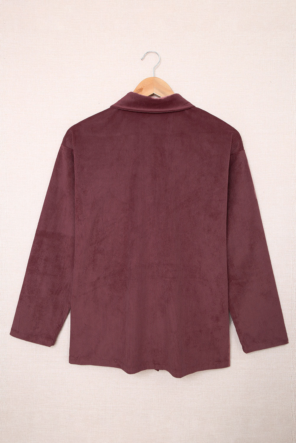 Plum Button Up Patch Pocket Corduroy Shacket - Eloy Royal