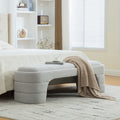 64.96'Wide Modern Upholstered Armless Upholstered Bedroom Benches End of Bed Bench for Entryway, Ottoman Foot Stool for Living Room and Bedroom, Entryway,Light gray Boucle