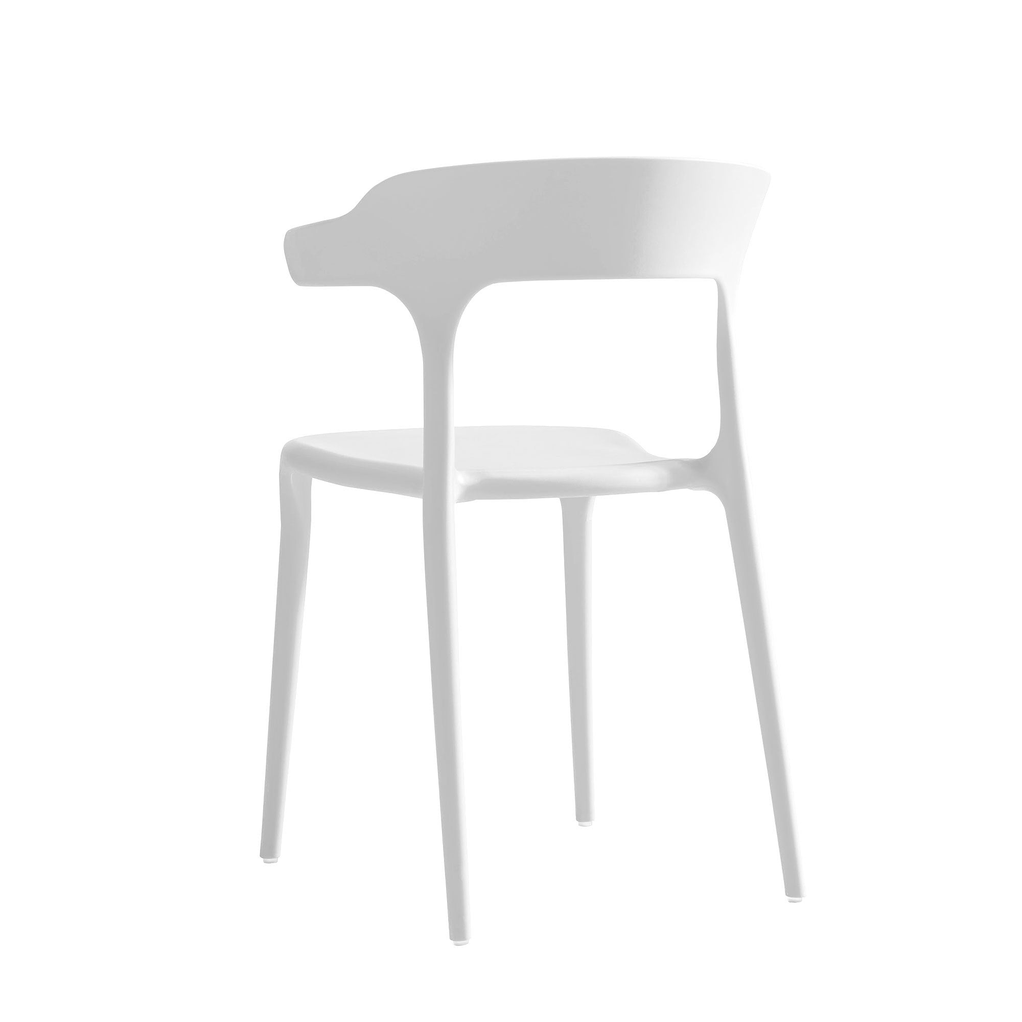 Stackable Plastic Dining Chairs Set of 4 in White with Durable Polypropylene Construction and Reinforced Feet