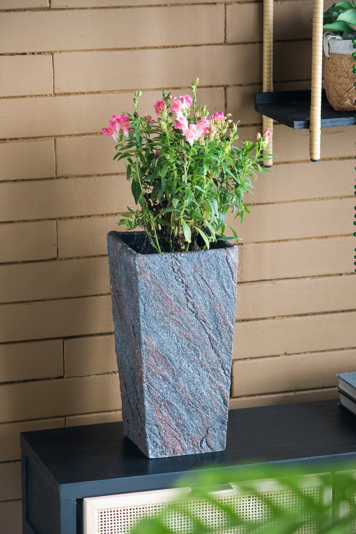 7.5x7.5x15' Cement Planter Small, Indoor Outdoor Garden Functional Decor