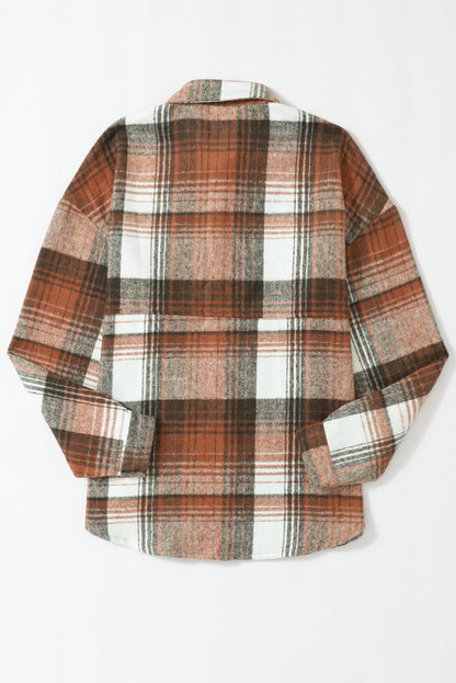 Pink & Grey Plaid Button Up Collared Flannel Shacket - Eloy Royal