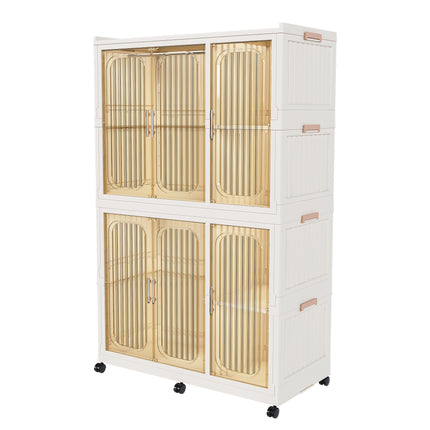 Portable Wardrobe Closet Storage for Clothes with 6 Magnetic Doors with 6