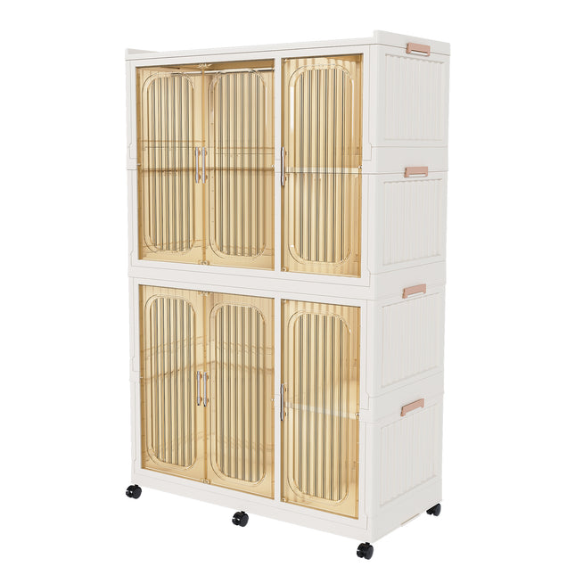 Portable Wardrobe Closet Storage for Clothes with 6 Magnetic Doors with 6
