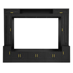 98.4' W Wall Unit Entertainment Center with Bookshelves for TVs up to 80', Modern TV Stand Media Console with Cabinets, Tempered Glass Doors and Adjustable Shelves for Living Room